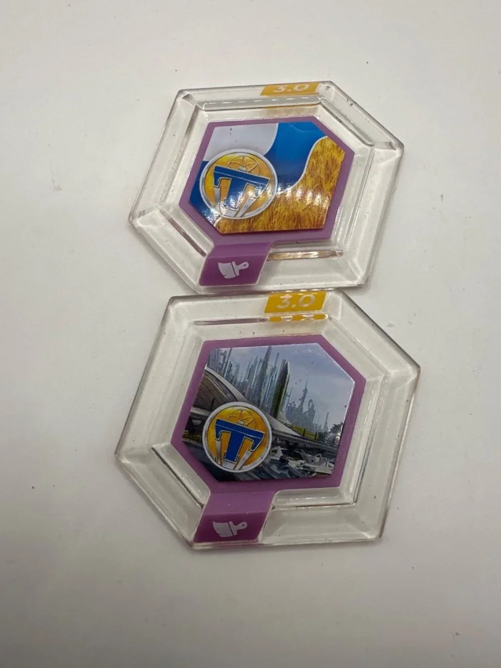 Disney Infinity 3.0‎ Power Discs Set Of 4 Hexagonal Purple Collectibles